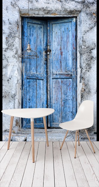 Picture of Old weathered blue door in Perissa